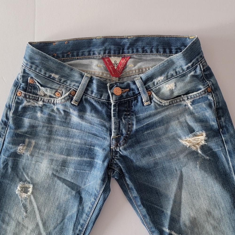 Lucky Brand By Gene Montesano Short Inseam Distressed Jeans Size 0/25 - Picture 4 of 15